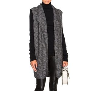 🩶 VINCE 🩶 black & white marble long line wool cardigan vest jacket Large
